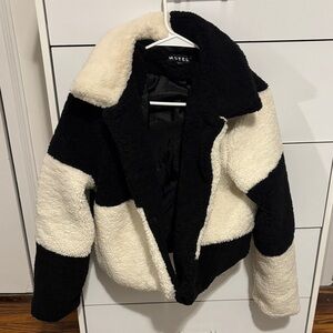 Motel Rocks Monochrome Teddy Jacket XS